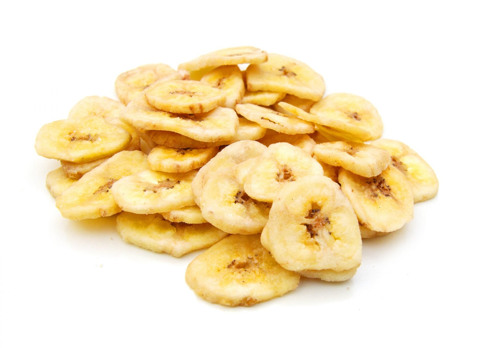 Sliced and dried bananas